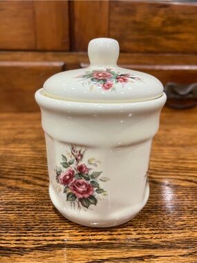 Vintage Athena Rose Floral Dresser Jar / Trinket Container – Made in USA Chic